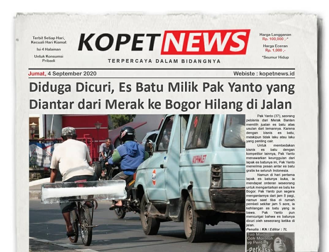 Diduga Dicuri, Es Batu Milik Pak Yanto yang Diantar dari Merak ke Bogor Hilang di Jalan