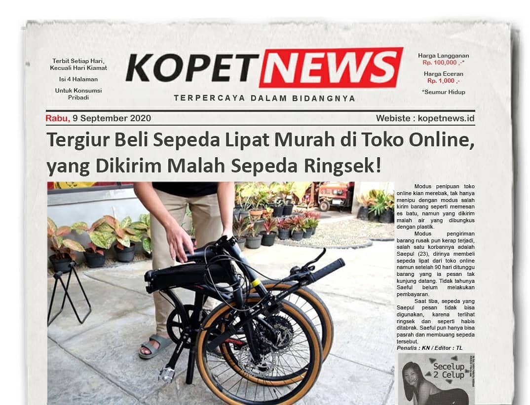 Tergiur Beli Sepeda Lipat Murah di Toko Online, yang Dikirim Malah Sepeda Ringsek!