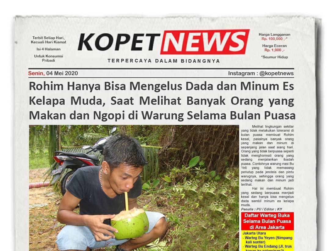 Rohim Hanya Bisa Mengelus Dada dan Minum Es Kelapa Muda