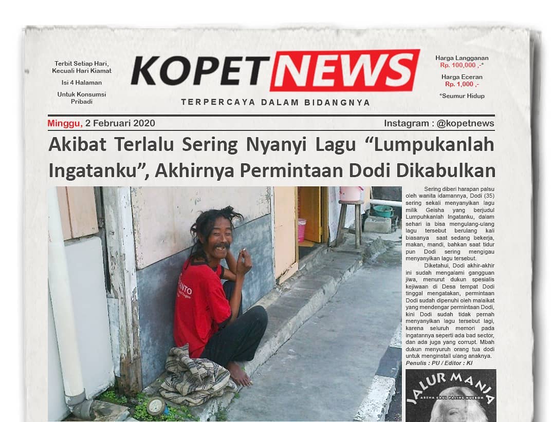 Akibat Terlalu Sering Nyanyi Lagu “Lumpuhkanlah Ingatanku”