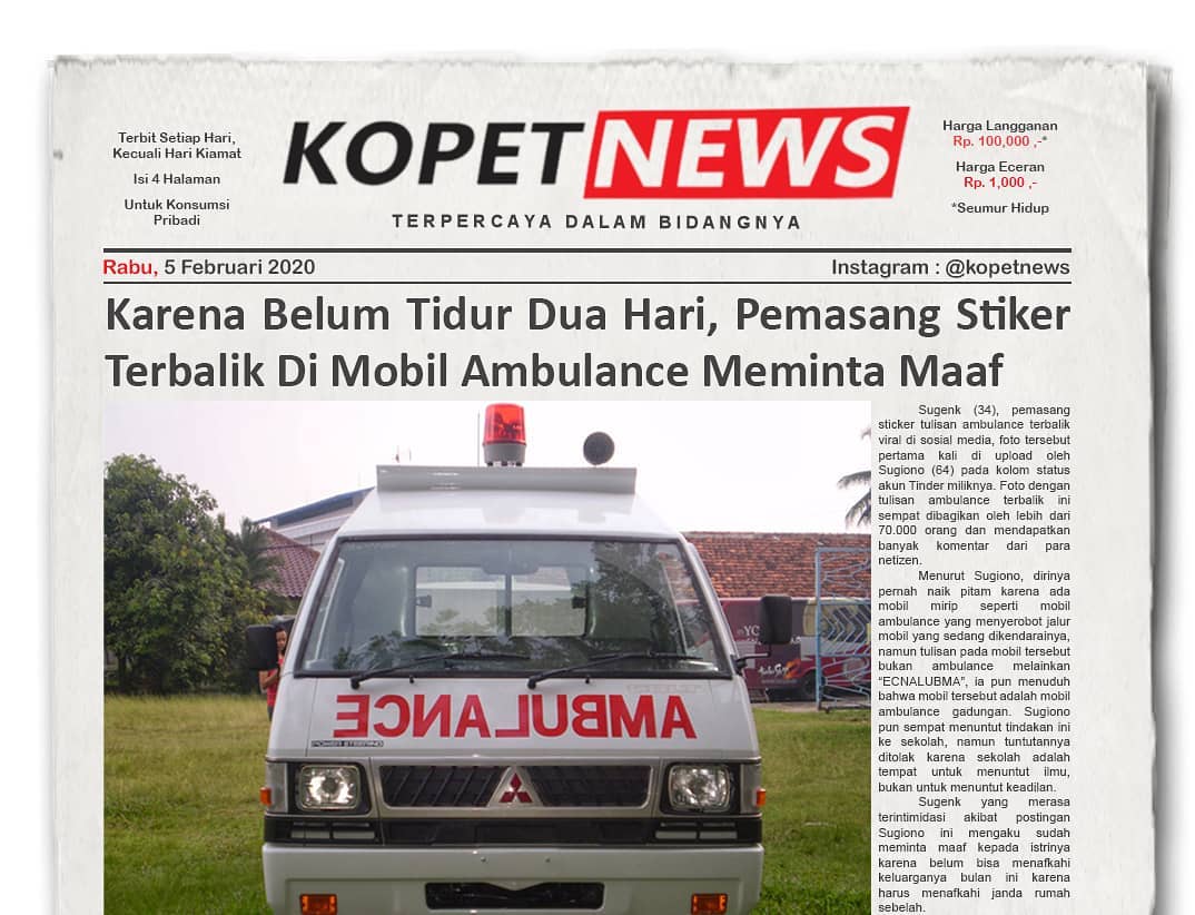 Karena Belum Tidur Dua Hari, Pemasang Stiker Terbalik di Mobil