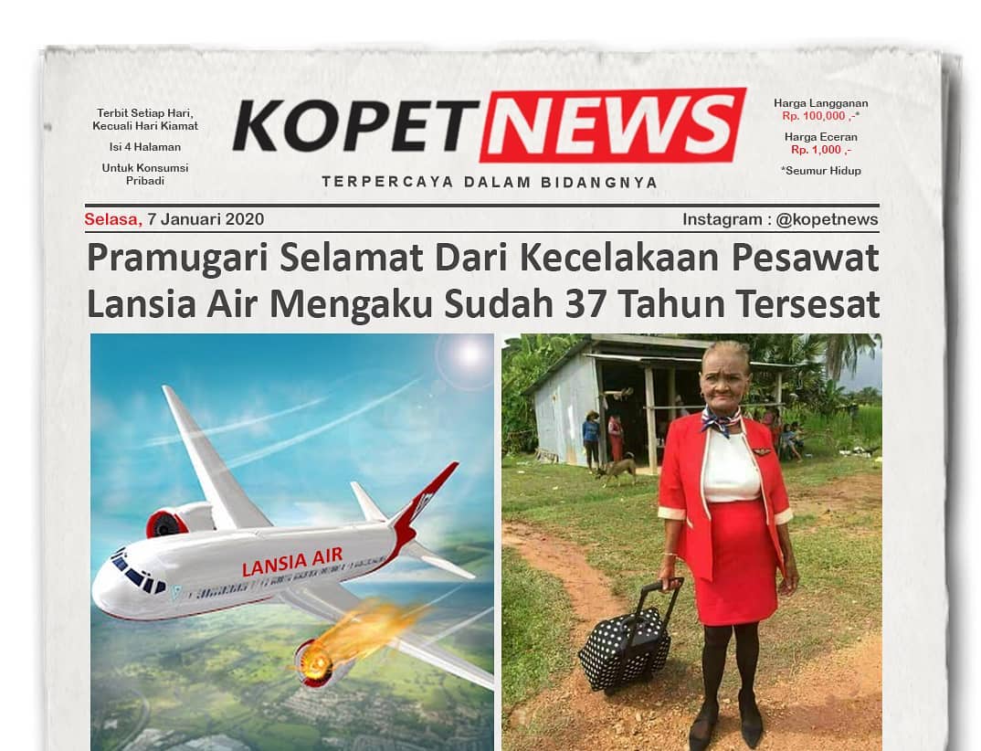 Pramugari Selamat Dari Kecelakaan Pesawat Lansia Air Mengaku Sudah 37 Tahun Tersesat