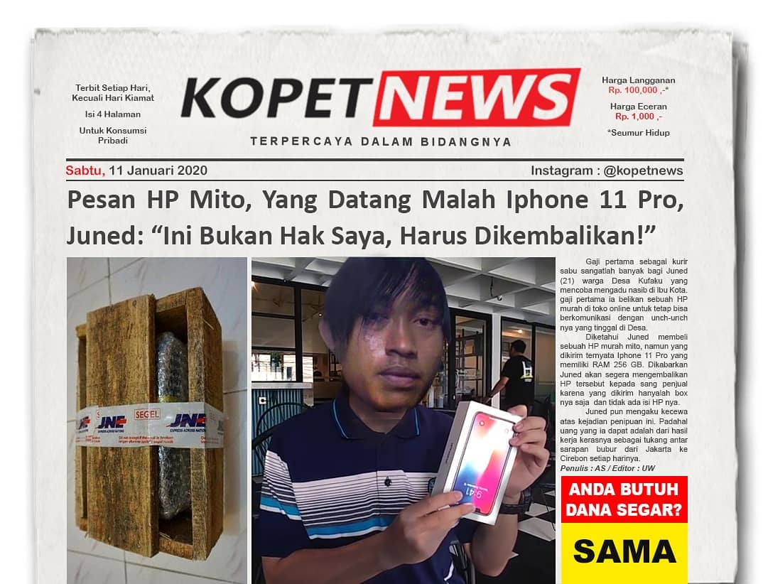 Pesan HP Mito, Yang Datang Malah Iphone 11 Pro, Juned:”Ini Bukan Hak Saya, Harus Dikembalikan!”