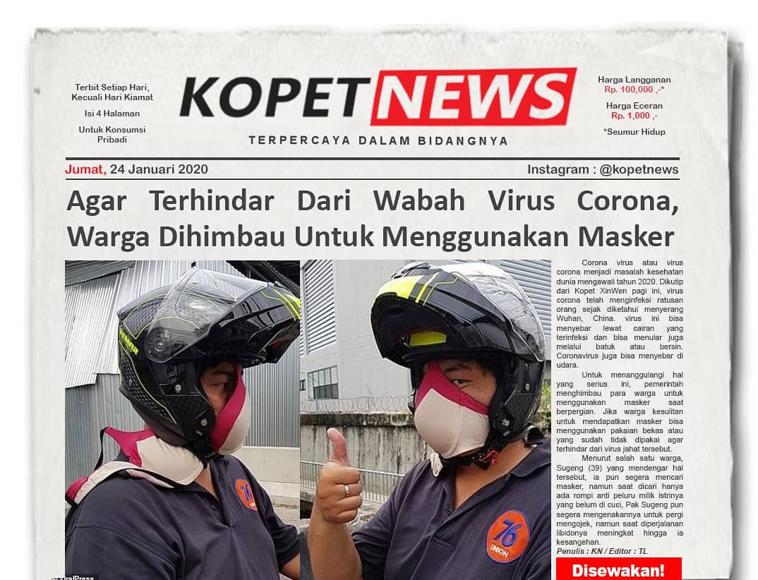 Agar Terhindar Dari Wabah Virus Corona, Warga Dihimbau Untuk Menggunakan Masker