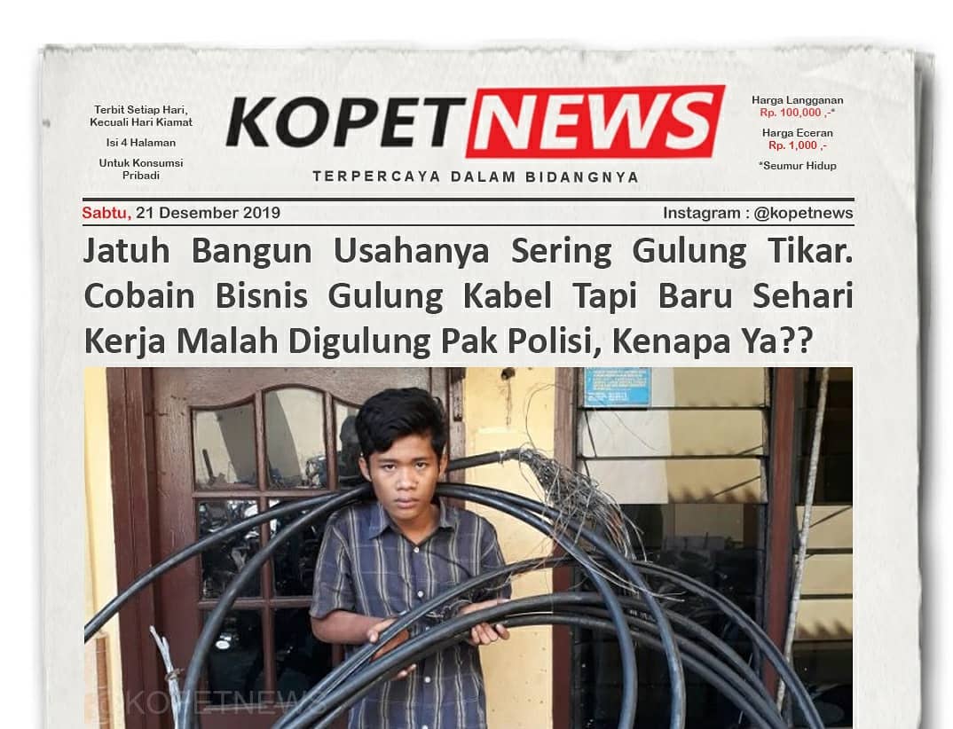 Jatuh Bangun Usahanya Sering Gulung Tikar. Cobain Bisnis Gulung Kabel Tapi Baru Sehari Kerja Malah Digulung Pak Polisi, Kenapa Ya??