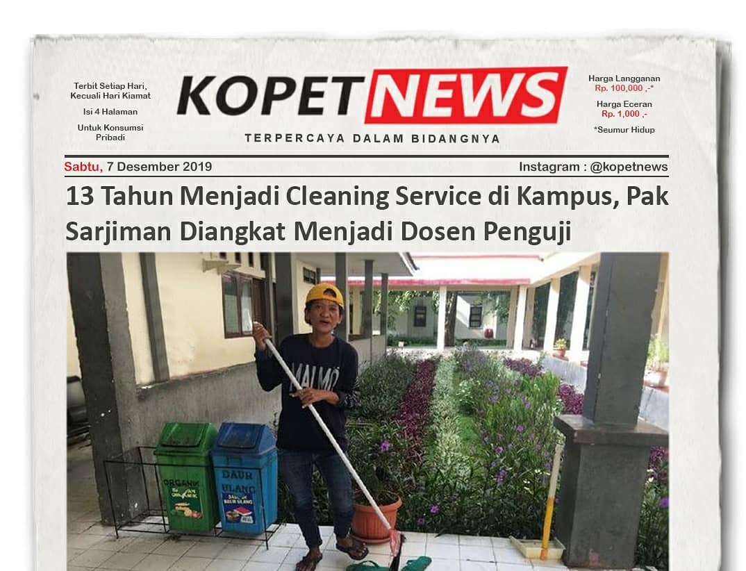 13 Tahun Menjadi Cleaning Service di Kampus, Pak Sarjiman Diangkat Menjadi Dosen Penguji