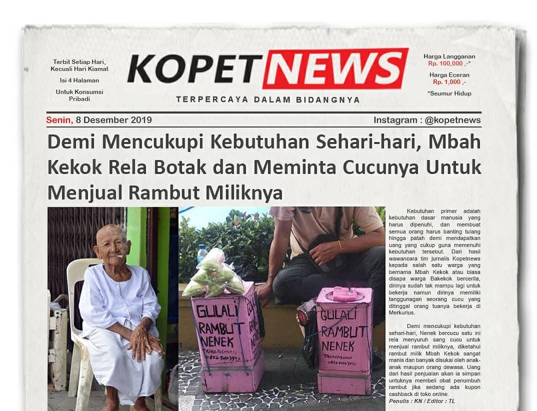 Demi Mencukupi Kebutuhan Sehari-Hari, Mbah Kekok Rela Botak dan Meminta Cucunya Untuk Menjual Rambut Miliknya