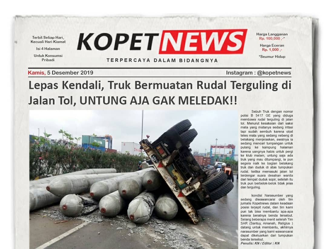 Lepas Kendali, Truk Bermuatan Rudal Terguling di Jalan Tol, UNTUNG AJA GAK MELEDAK!!