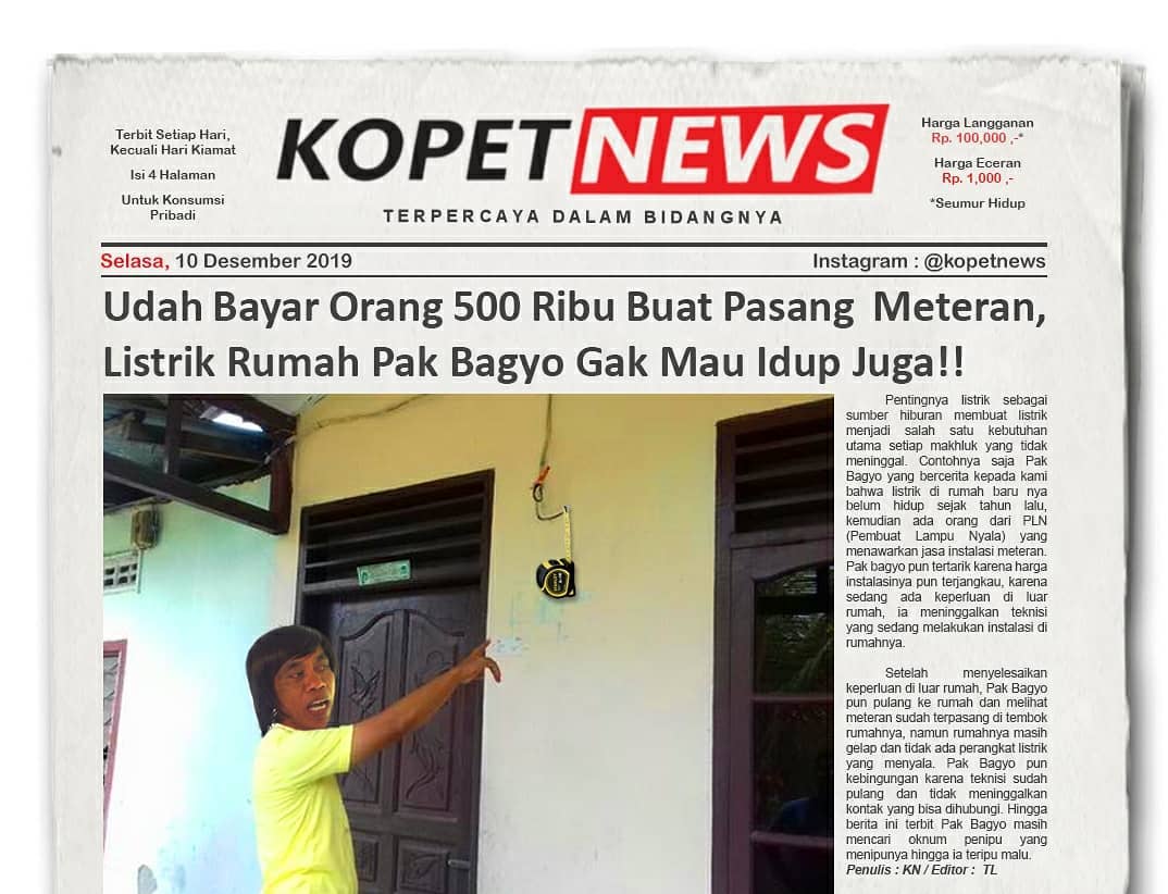 Udah Bayar Orang 500 Ribu Buat Pasang Meteran, Listrik Rumah Pak Bagyo Gak Mau Idup Juga!!