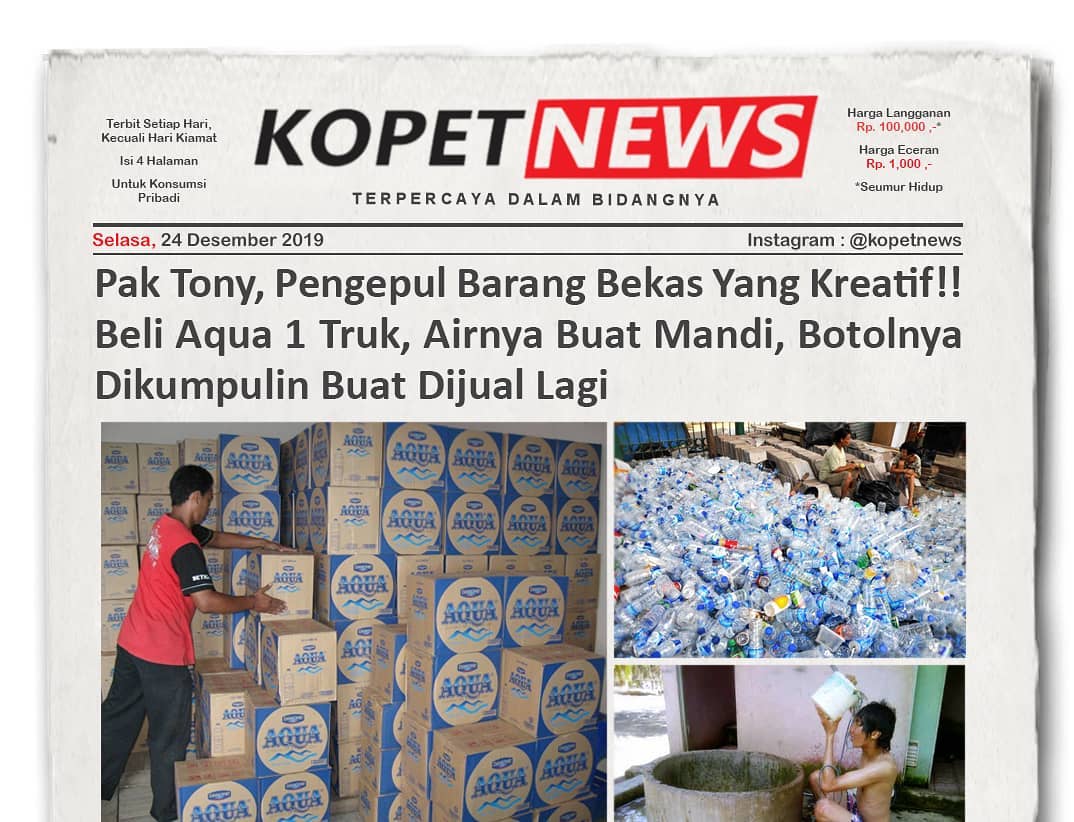 Pak Tony, Pengepul Barang Bekas Yang Kreatif!! Beli Aqua 1 Truk, Airnya Buat Mandi, Botolnya Dikumpulin Buat Dijual Lagi