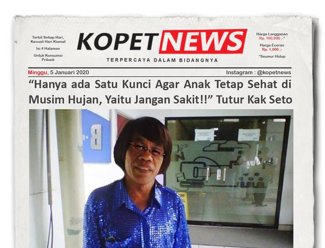 Hanya ada Satu Kunci Agar Anak Tetap Sehat di Musim Hujan, Yaitu Jangan Sakit!! Tutur Kak Seto