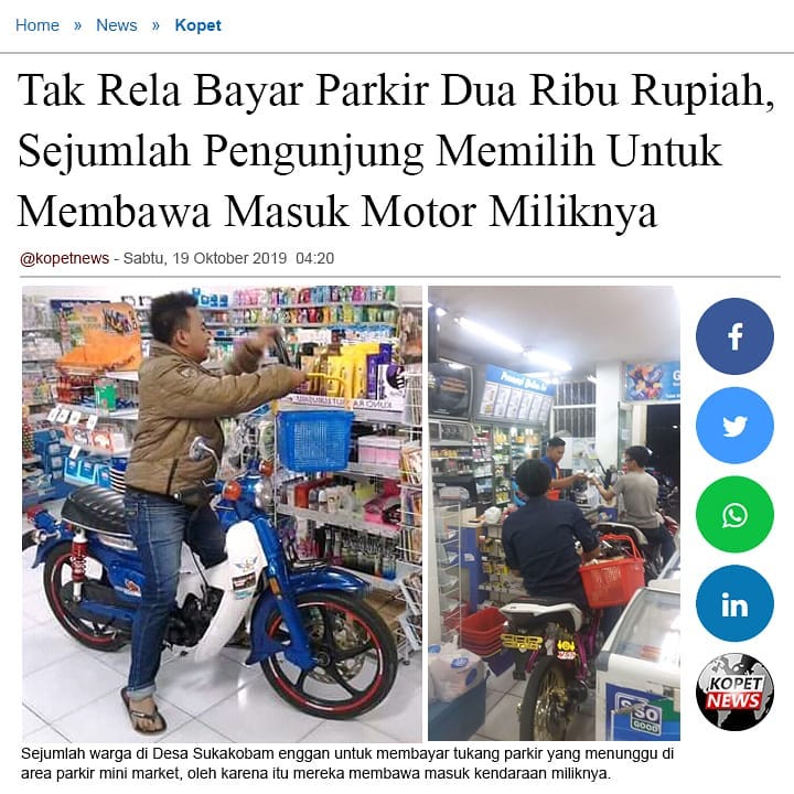 Tak Rela Bayar Parkir Dua Ribu Rupiah Sejumlah Pengunjung Memilih Untuk Membawa Masuk Miliknya