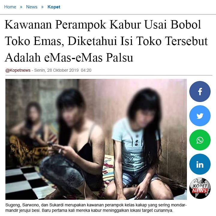 Kawanan Perampok Kabur Usai Bobol Toko Emas, Diketahui Isi Toko Tersebut Adalah eMas-EMas Palsu