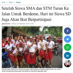 Setelah Siswa SMA dan STM Turun Ke Jalan Untuk Berdemo, Hari ini Siswa SD Juga Akan Ikut Berpartisipasi