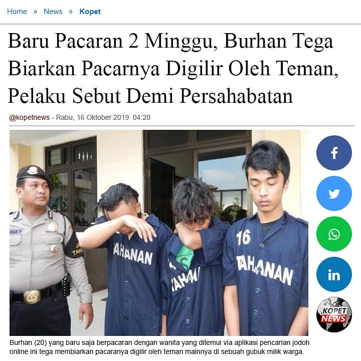 Baru Pacaran 2 Minggu, Burhan Tega Biarkan Pacarnya Digilir Oleh Teman, Pelaku Sebut Demi Persahabatan