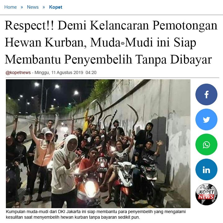 Respect!! Demi Kelancaran Pemotongan Hewan Kurban, Muda-Mudi ini Siap Membantu Penyembelih Tanpa Dibayar