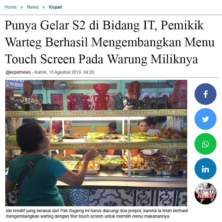 Punya Gelar S2 di Bidang IT, Pemilik Warteg Berhasil Mengembangkan Menu Touch Screen Pada Warung Miliknya