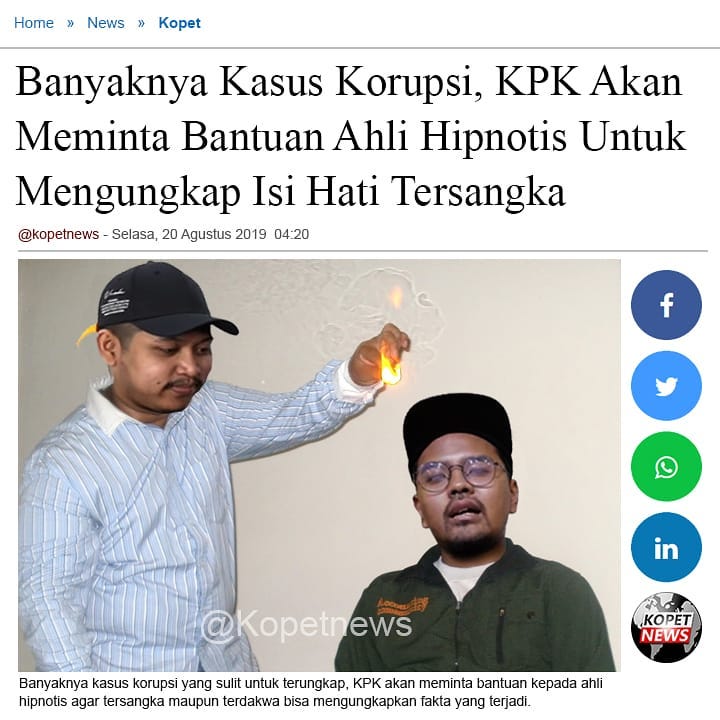 Banyaknya Kasus Korupsi, KPK Akan Meminta Bantuan Ahli Hipnotis Untuk Mengungkap Isi Hati Tersangka