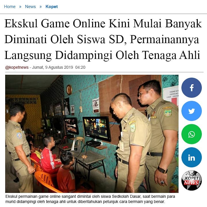 Eskul Game Online Kini Mulai Banyak Diminati Oleh Siswa SD, Permainannya Langsung Didamping Oleh Tenaga Ahli