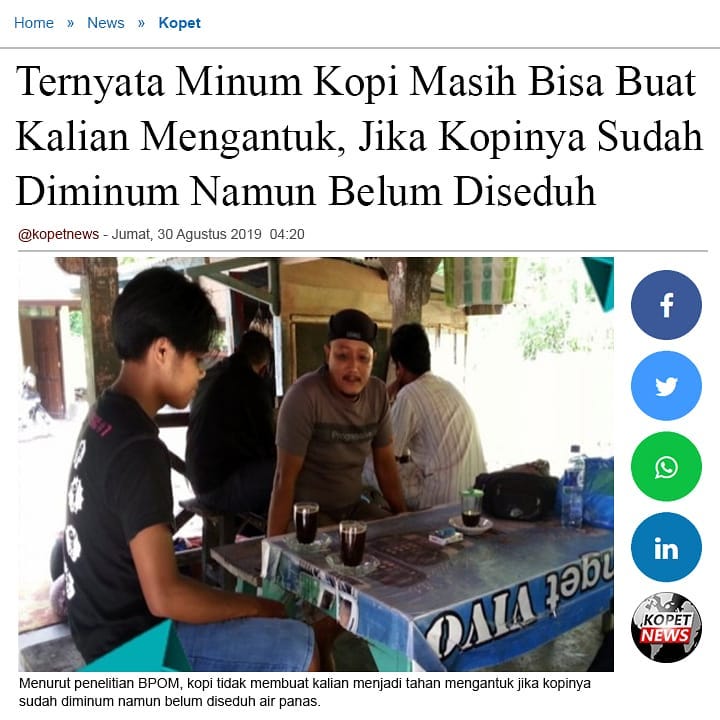 Ternyata Minum Kopi Masih Bisa Buat Kalian Mengantuk, Jika Sudah Diminum Namun Belum Diseduh