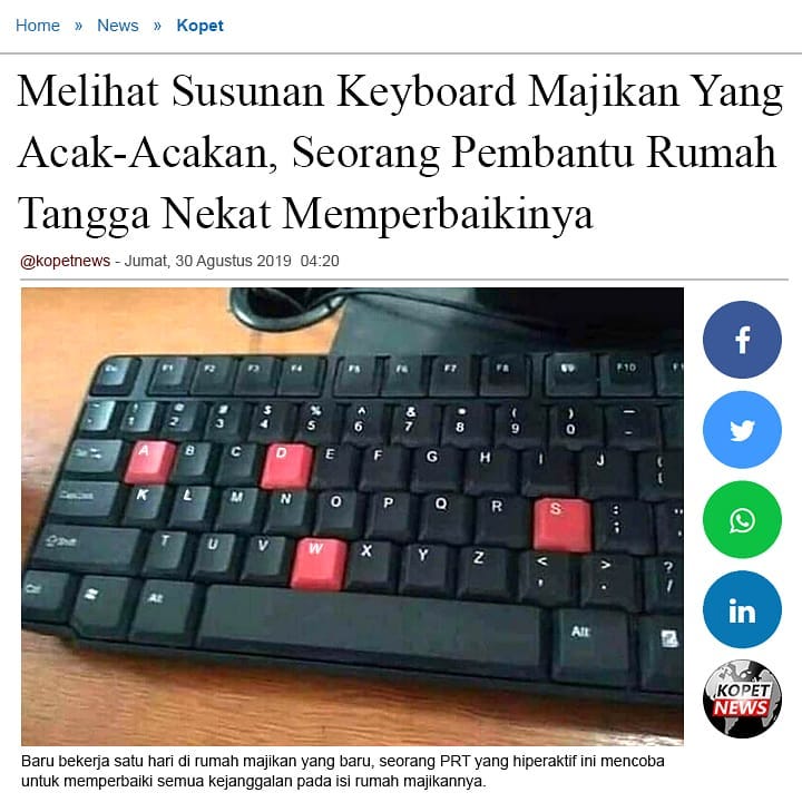 Melihat Susunan Keyboard Majikan Yang Acak-Acakan, Seorang Pembanru Rumah Tangga Nekat Memperbaikinya