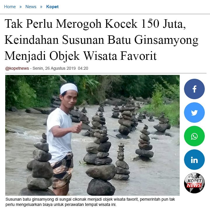 Tak Perlu Merogoh Kocek 150 Juta, Keindahan Susunan Batu Ginsamyong Menjadi Objek Wisata Favorit