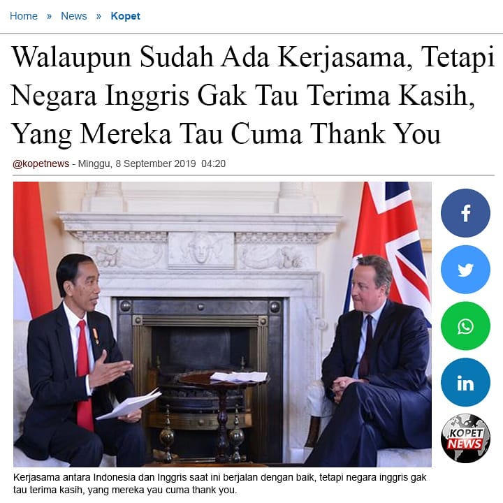 Walaupun Sudah Ada Kerjasama, Tetapi Negara Inggris Gak Tahu Terima Kasih, Yang Mereka Tau Cuman Thank You