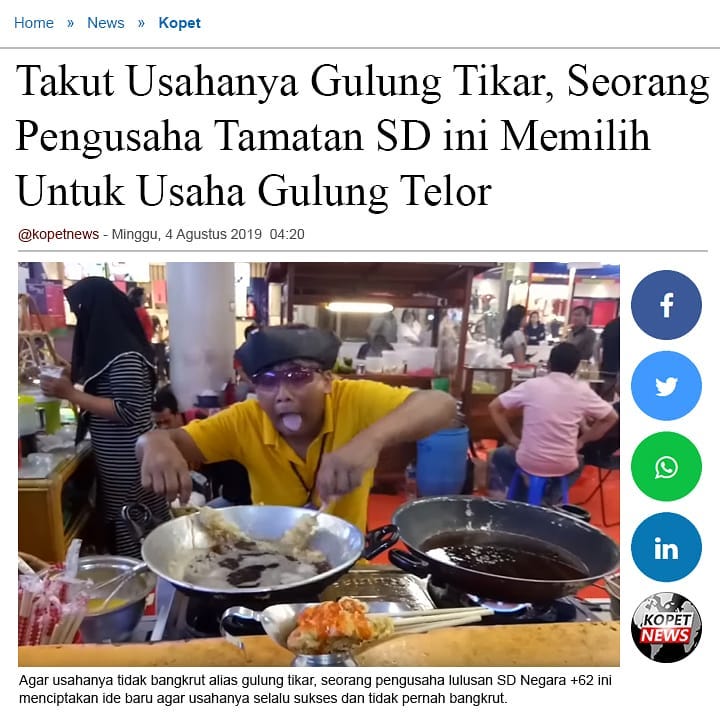 Tak Usahanya Gulung Tikar, Seorang Pengusaha Tamatan SD ini Memilih Untuk Usaha Gulung Telor