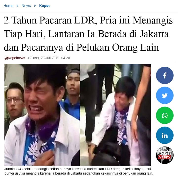 2 Tahun Pacaran LDR, Pria ini Menangis Tiap Hari, Lantaran Ia Berada di Jakarta dan Pacarnya di Pelukan Orang Lain