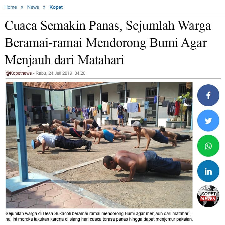 Cuaca Semakin Panas, Sejumlah Warga Beramai-ramai Mendorong Bumi Agar Menjauh dari Matahari