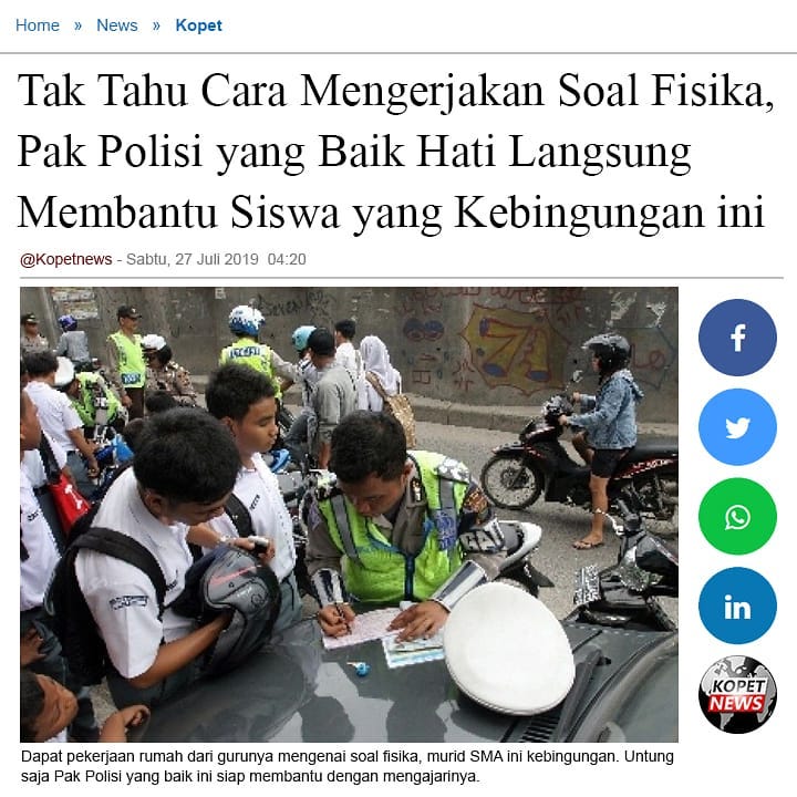 Tak Tahu Cara Mengerjakan Soal Fisika, Pak Polisi Yang Baik Hati Langsung Membantu Siswa yang Kebingungan Ini