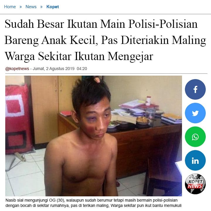 Sudah Besar Ikutan Main Polisi-Polisian Bareng Anak Kecil, Pas Diteriakin Maling Warga Sekitar Ikutan Mengejar