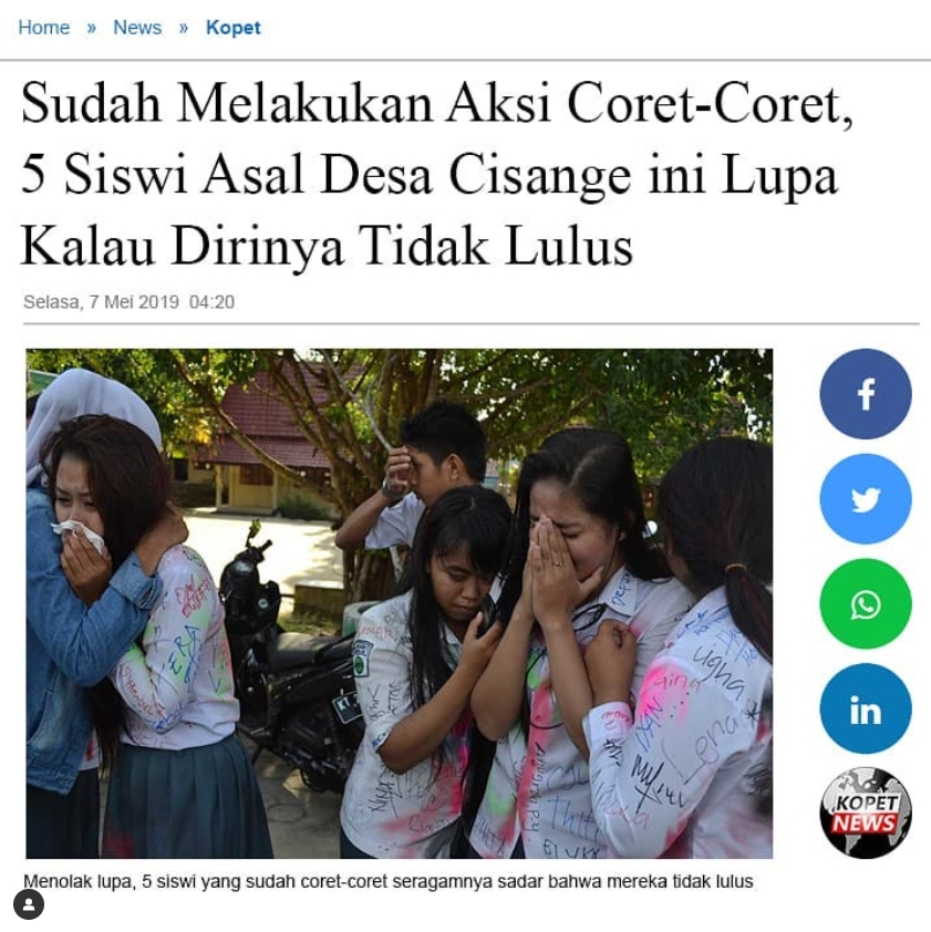 Sudah Melakukan Aksi Coet-Coret, 5 Siswa Asal Desa Cisange ini Lupa Kalau Dirinya Tidak Lulus